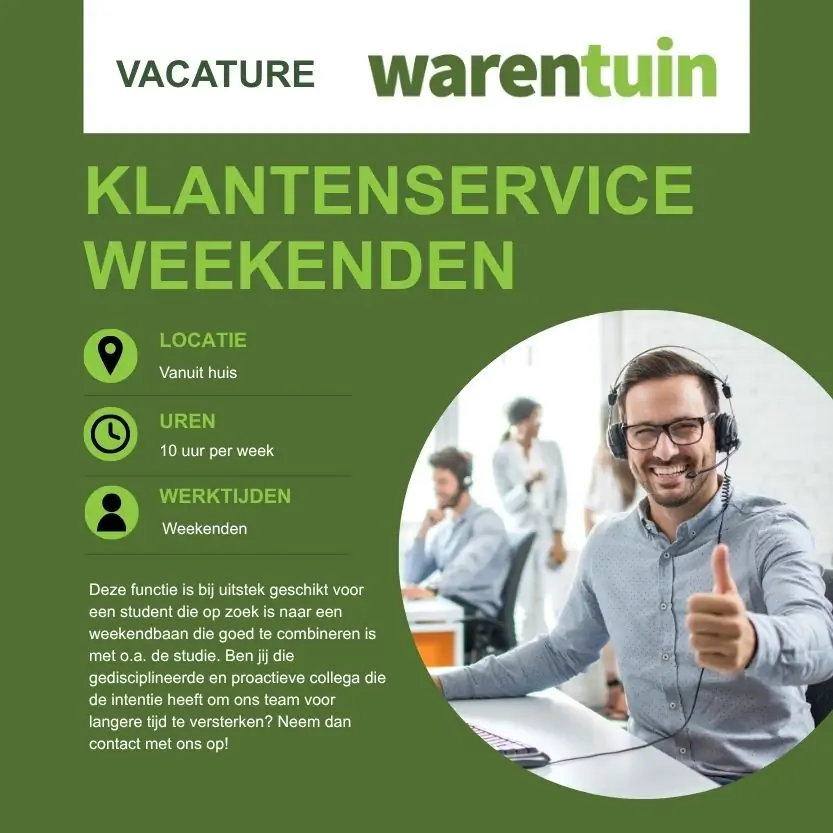 Vacature Klantenservice Weekend